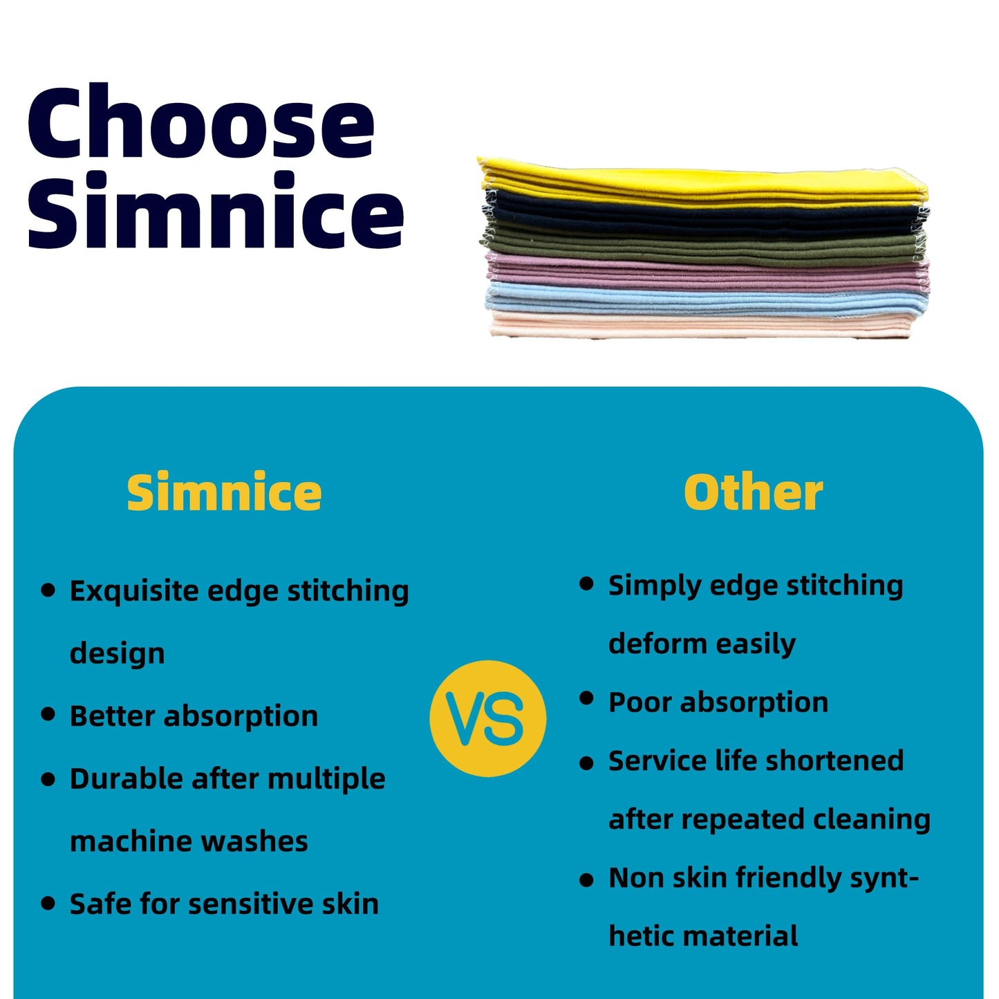 Simnice Reusable Paper Towels Washable - 30 Pack Zero Waste Paperless Paper Towel Absorbent Reusable Paper Towel, 100% Cotton Paper Towels