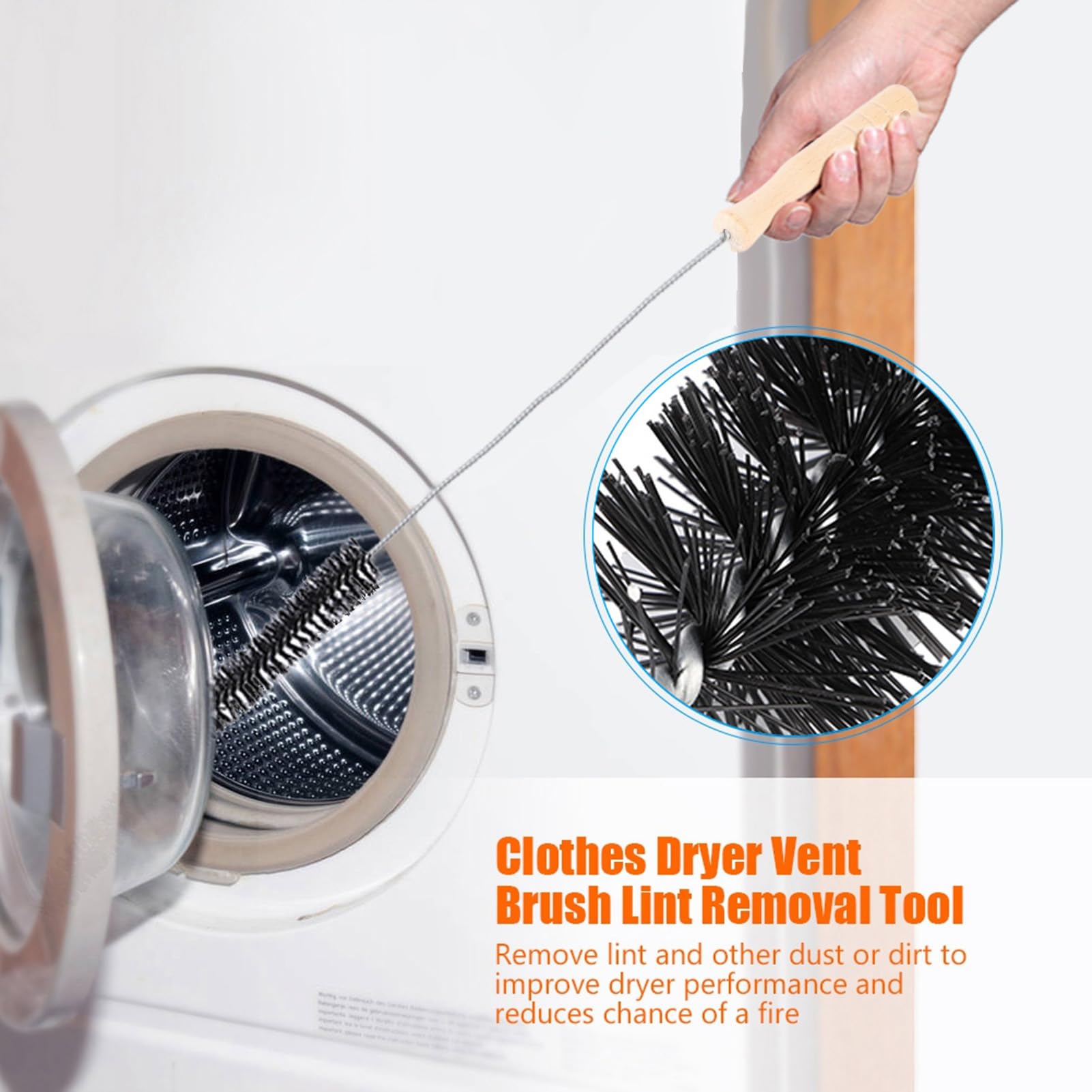 Dryer Vent Cleaner- 72cm Flexible Long Rod Brush-Sewer Drain Brush/Radiator Refrigerator/Washing Machine Tool Coil Brush for Dirt Dust Lint Blockage