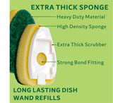 12-Pack Heavy Duty Dish Wand Sponge Refills for Scotch Brite Dishwand Refills, Fits All for ScotchBrite Replacement Sponge Heads for Dish Wands