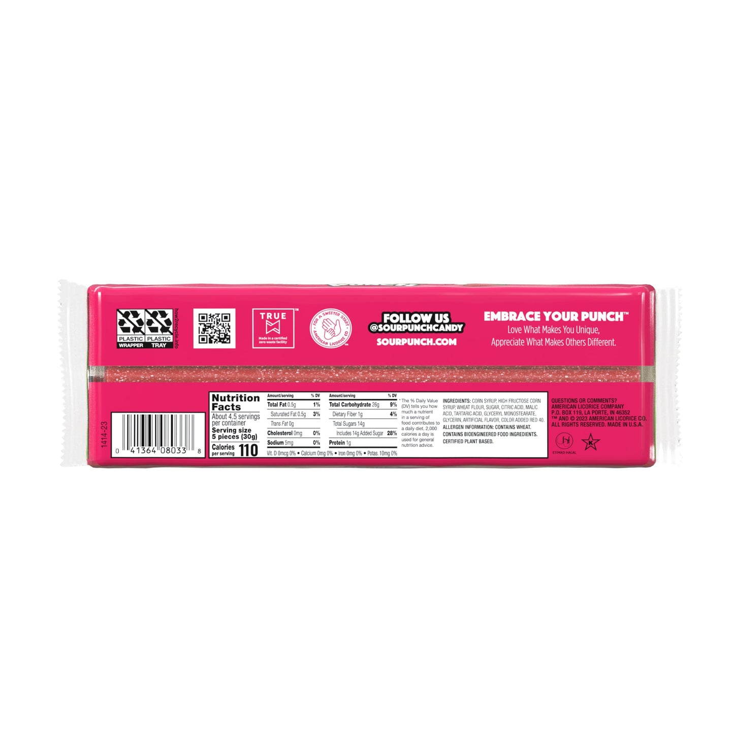 Sour Punch Straws, Sweet & Sour Strawberry Fruit Flavor, Chewy Candy, 4.5oz Tray (12 Pack)