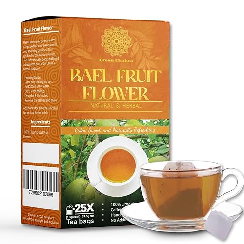 Bael Flower Herbal Tea Bags (25 Count) - Natural Bael Fruit Blossom Tea, Caffeine-Free, Pure Dried Flowers, Premium Herbal Tea