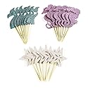 24 Pieces Mermaid Theme Glitter Cupcake Topper Cake Picks Decoration for Birthday Party Favors, Mermaid Tail, Seahorse and Starfish Food Picks