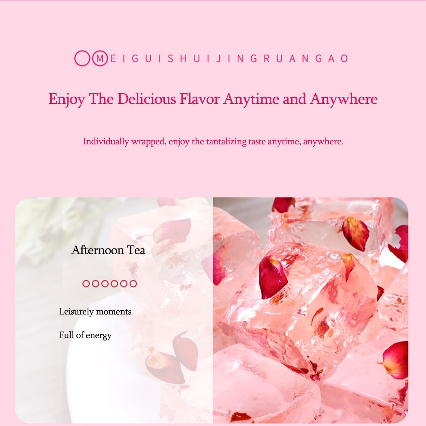 Rose Crystal Soft Cake,Rose Soft Candy,Dessert Of Jellies,Afternoon Tea Casual Candy Snacks, Individually Wrapped,Sparkling and Translucent,No