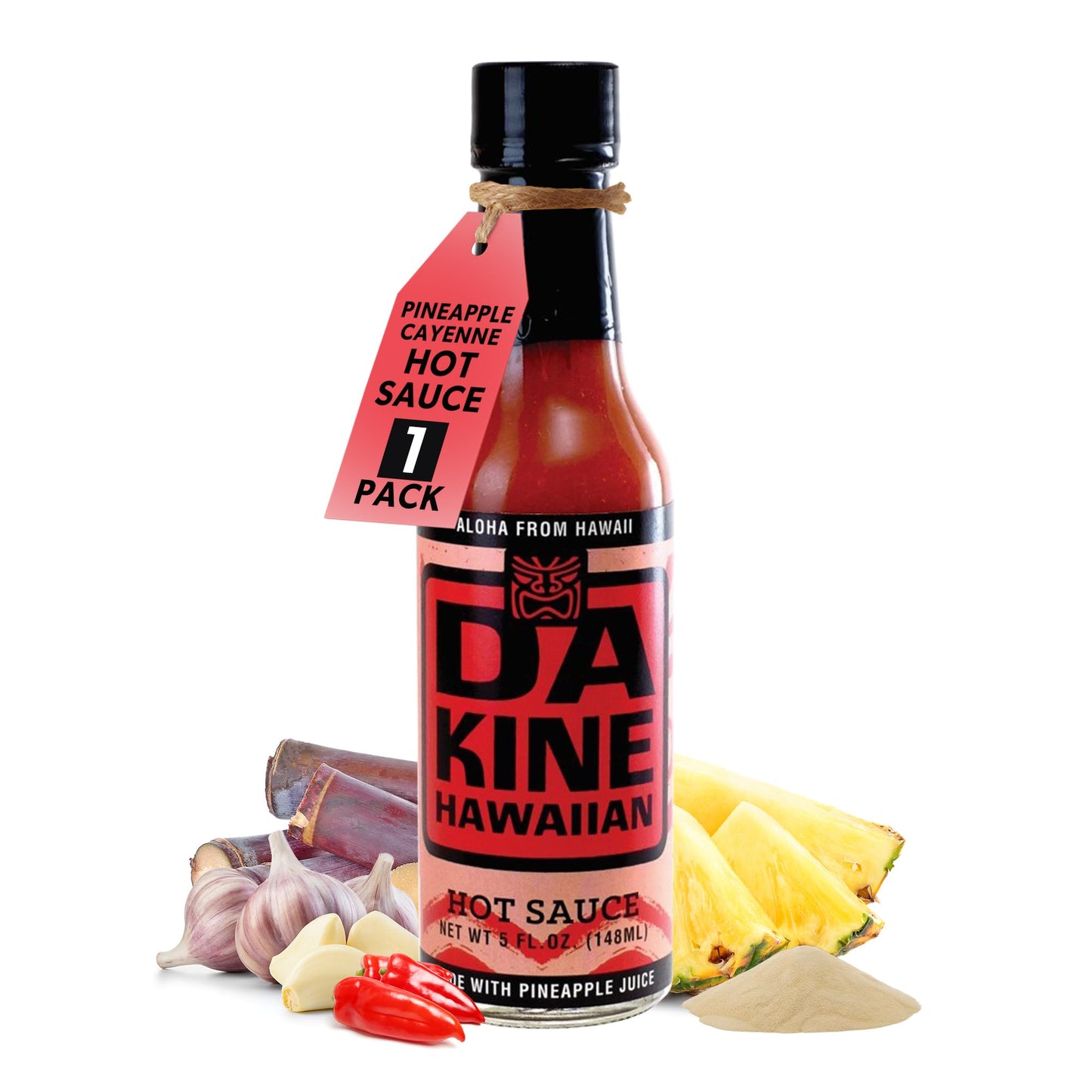 Da Kine Hawaiian Hot Sauce - Mild Cayenne Hot Sauce Made with Pineapple Juice - Hot Sauce for Dipping, Drizzling, Marinades & Everyday Cooking