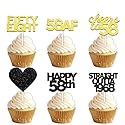18pcs Black Gold Glitter Dessert Cupcake Pick for Straight Outta 1968 Cheer to 58 Years Old Theme Decor Supplies Happy 58th Birthday Party Decoration