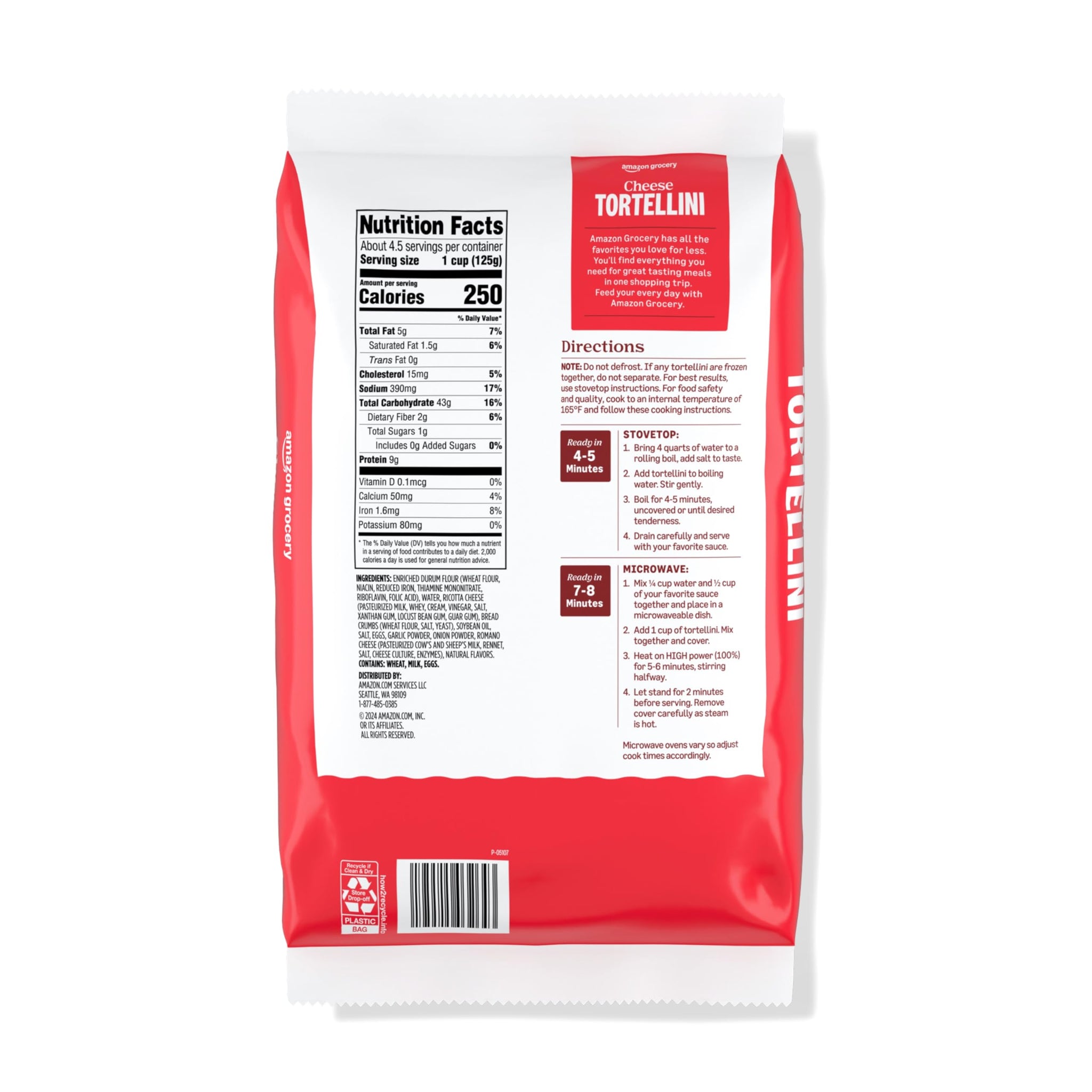 Amazon Grocery, Cheese Tortellini, Frozen, 19 Oz