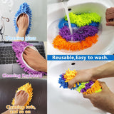 M-jump 8 PCS 4 Pairs Duster Mop Slippers Cover, Multi Function Chenille Fibre Washable Dust Mop Floor Cleaning Shoes for Bathroom, Office, Kitchen