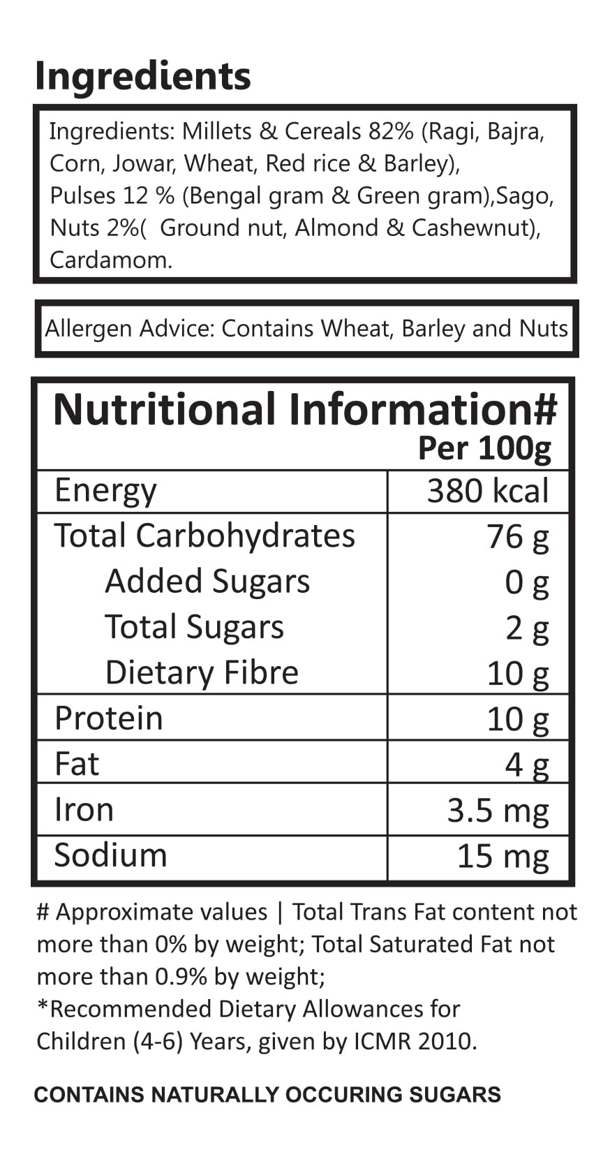 Manna Multigrains Health & Nutrition Drink - 500g (No Added Sugars & Preservatives)
