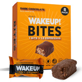 WAKEUP! Caffeinated Rice Crisp Energy Bites, Dark Chocolate, 8 Pack | 175mg Caffeine Per Bar = 1.5 Espressos | Vegan, Gluten-Free, Kosher | Coffee