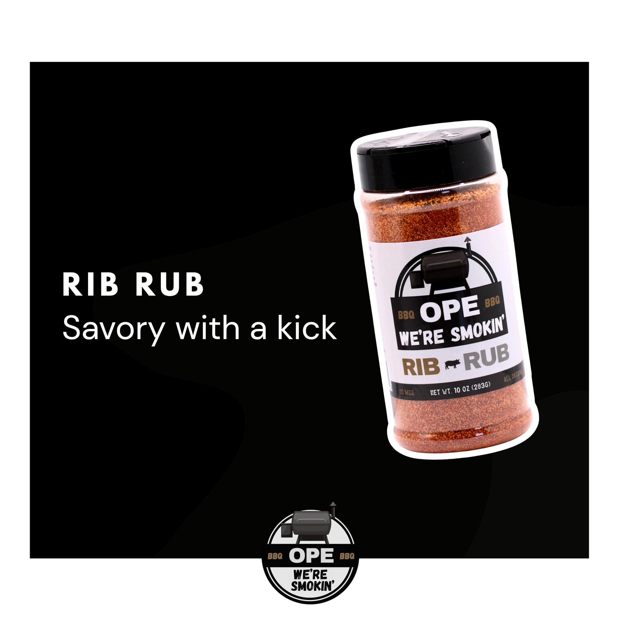 BBQ Rib Rub Seasoning (10 oz) - All Natural Pork Rub for Ribs, Pulled Pork & Chops - No MSG, Gluten Free - Bold Smoky BBQ Flavor - Ope We’re Smokin’