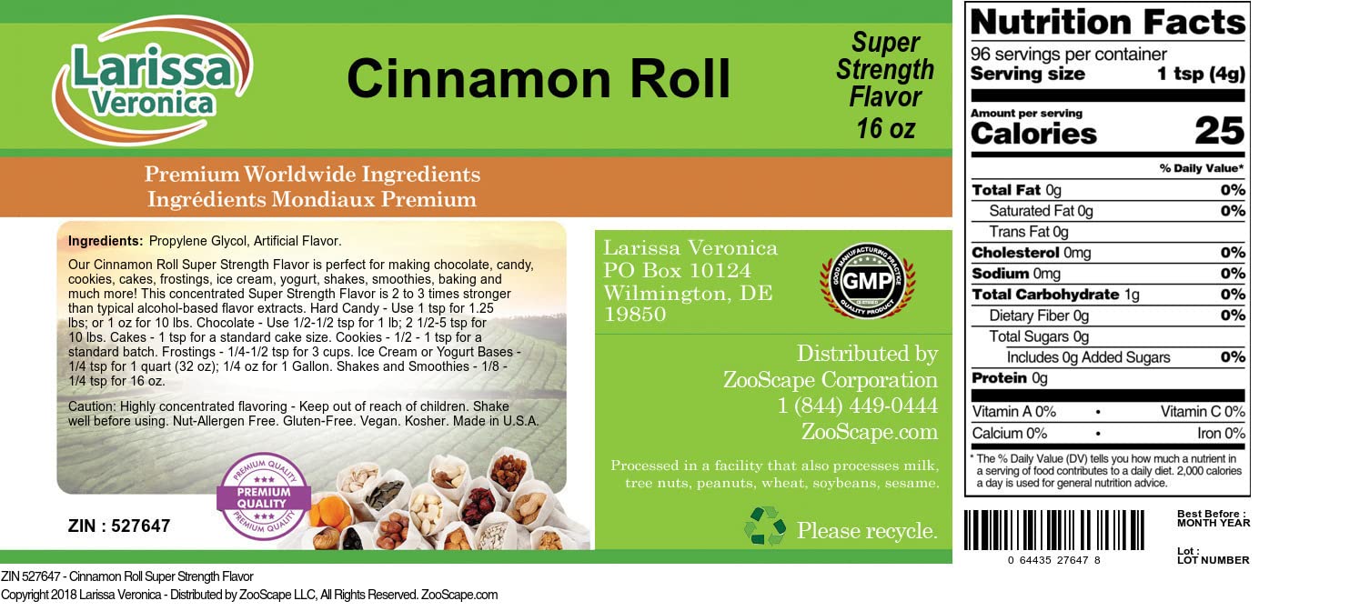 Cinnamon Roll Super Strength Flavor (16 oz, ZIN: 527647) - 3 Pack