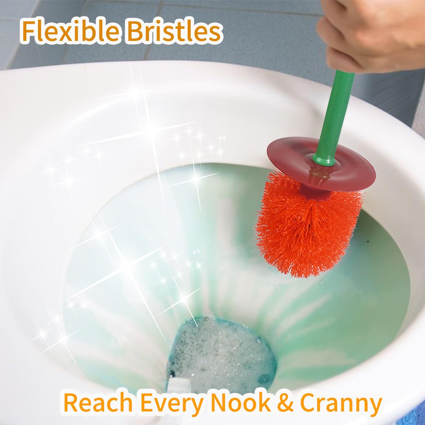 TSBSHum 2-Pack Cherry Toilet Brush and Holder | Cute Toilet Brush Set with Flexible Bristles for Easy Reach | Blending Eclectic Home Decor with Cherry