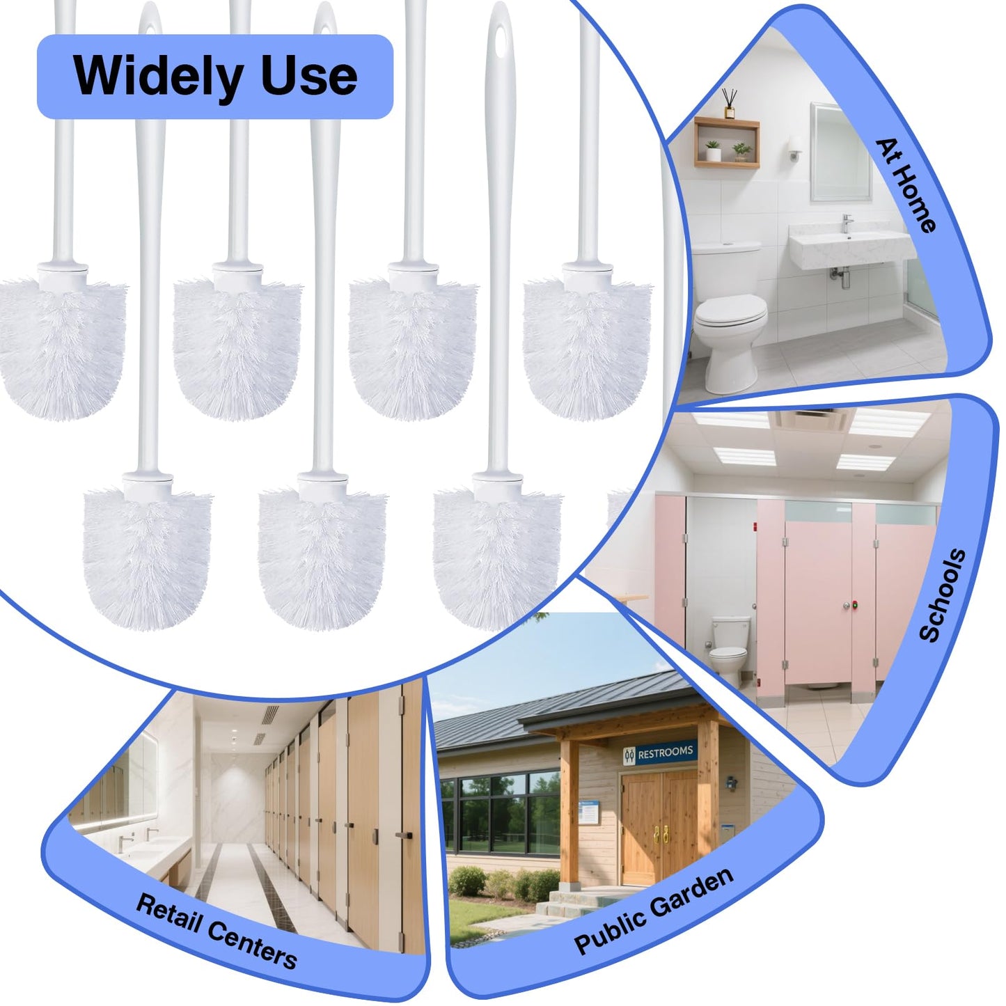 Gabotrie 15 Pcs Toilet Brushes, 14.2 Inch Toilet Bowl Brush, Long Plastic Handled Cleaning Scrubber, Heavy Duty Toilets Scrubber Brush for Home