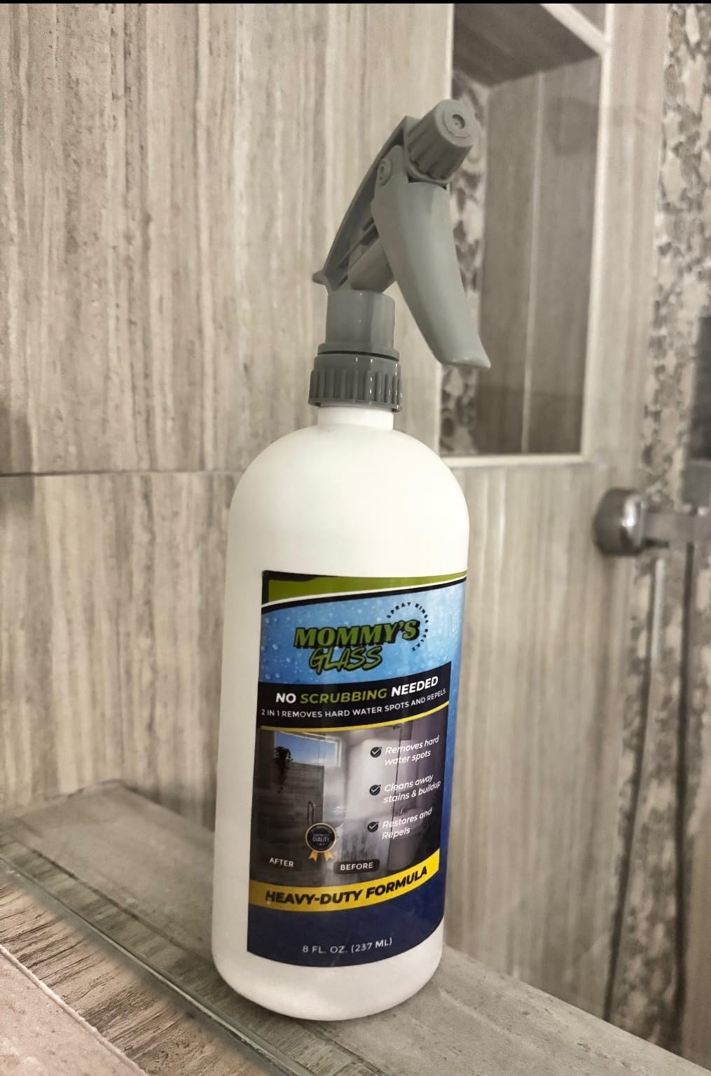 Mommy's Glass 2 in 1 Hard Water Spot Remover and Repellent Spray, Heavy-Duty Formula, No Scrubbing Needed, 16 fl oz