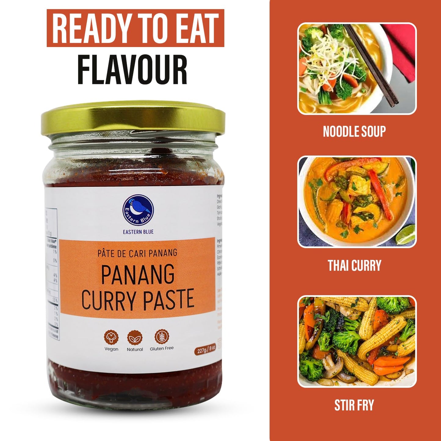 Eastern Blue Thai Curry Paste - Thai Panang Curry Paste 8 Oz | Authentic Thai Curry Sauce for Tasty Dishes and Curries | Vegan, Gluten Free & Nuts