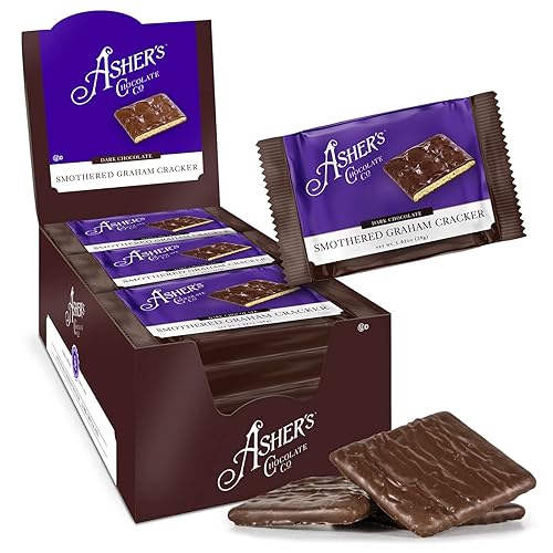 Asher's Chocolates, Chocolate Covered Grahams, Gourmet Sweet and Salty Candy, Individually Wrapped Snack, Family Owned Since 1892 (Dark Chocolate, 18