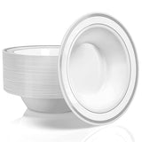 Stock Your Home Plastic Party Bowls (50 Pack) 12 Oz Elegant Disposable Dinnerware - Fancy Shatterproof Tableware for Catering, Holidays, Parties