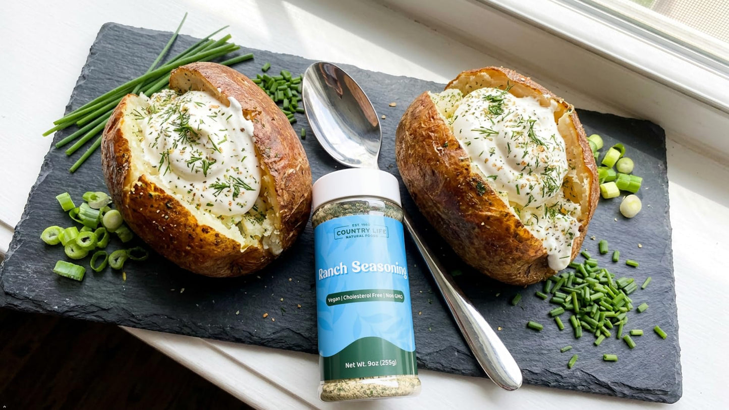 Country Life Natural Foods Ranch Seasoning 9 oz | Vegan Egg Topping Seasoning Salt | Non-GMO Plant-Based Spice Mix with Himalayan Black Salt & Herbs