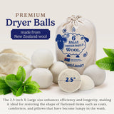 Handy Laundry Wool Dryer Balls - 2.5 Inch - Natural Fabric Softener, Reusable, Reduces Clothing Wrinkles and Saves Drying Time, Better Alternative