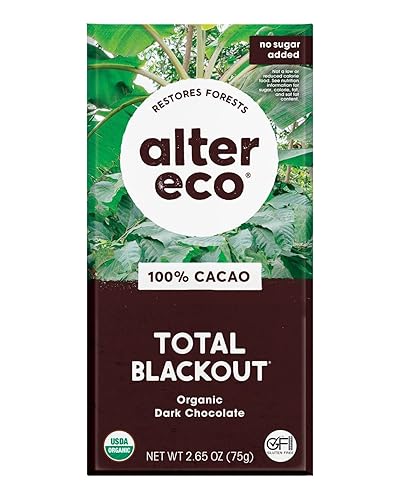 Alter Eco | Dark Chocolate Bars | Pure Dark Cocoa, Fair Trade, Organic, Non-GMO, Gluten Free (Total Blackout)