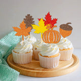 48Pcs Thanksgiving Cupcake Toppers Fall Cupcake Toppers Thanksgiving Cake Decorations Leaf Cupcake Topper Fall Cupcake Decorations