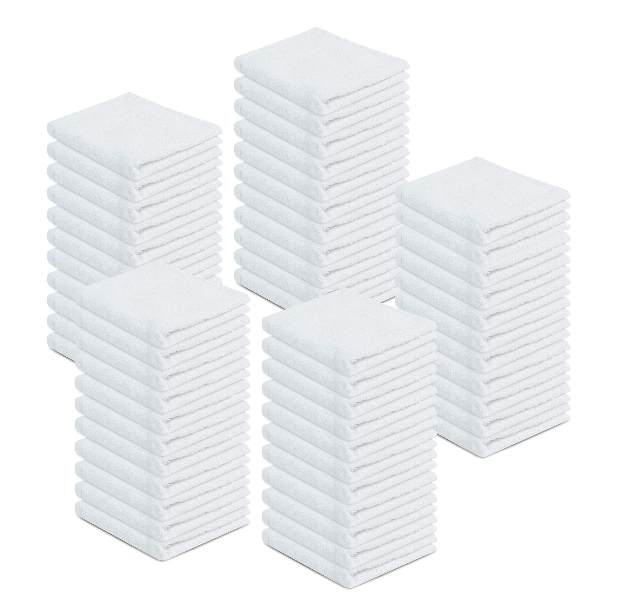 100% Cotton Terry Towels Cleaning Cloths Pack of 50 (12x12 Inches) White Cotton Terry Cloth Bar Rags White Bar Towels, Multipurpose High Absorbent