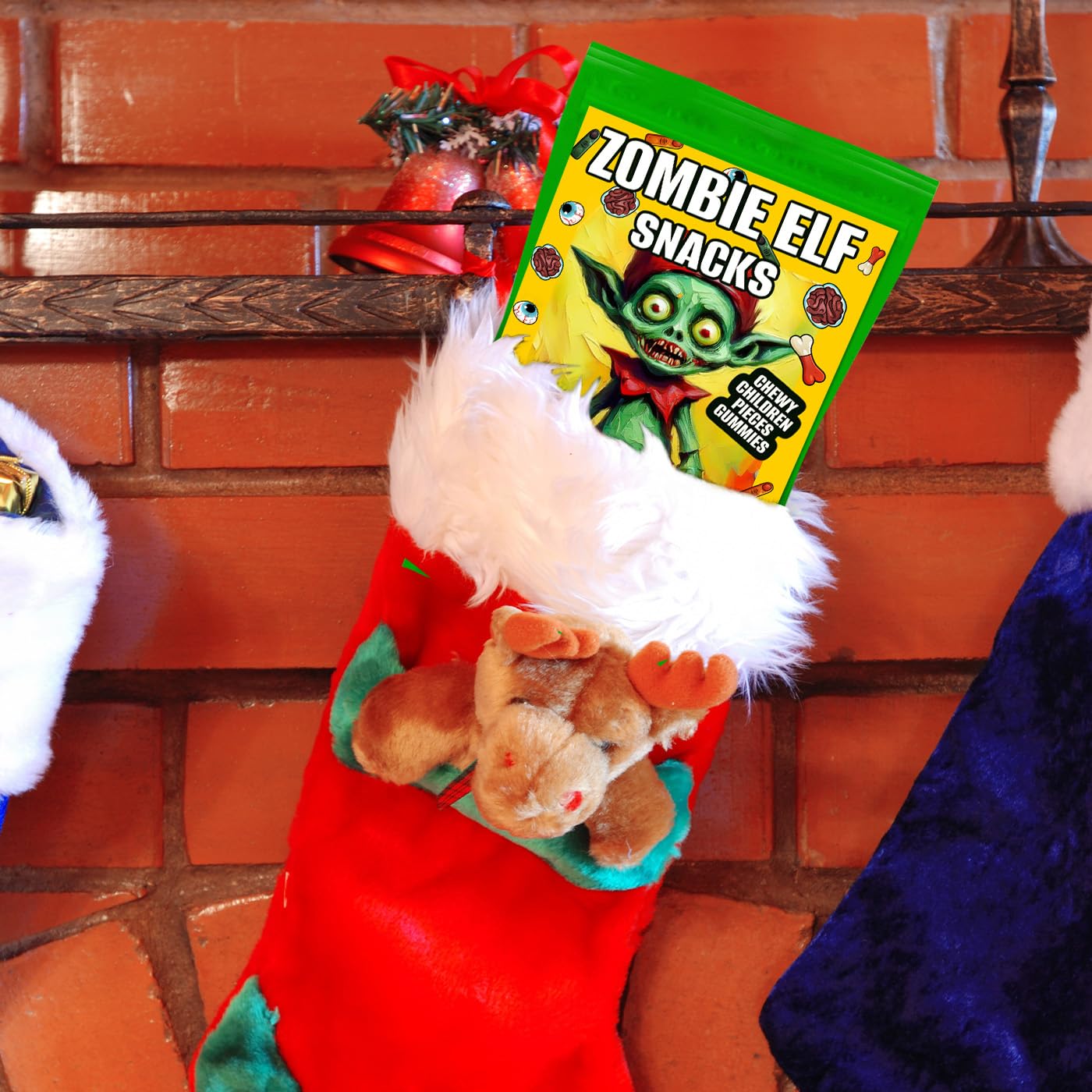 Zombie Elf Snacks Gummy Candy for Christmas Horror Lovers Gift Unique Teen Stocking Stuffers Fun Holiday Gift Basket Ideas Fake Body Parts Eyeballs