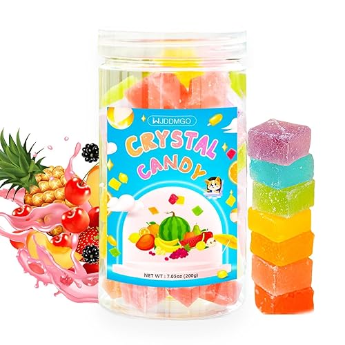 Crystal Candy Fruit Flavors, Colourful Assorted Gummy, Premium Amber Gemstone Snack Candies, Asmr Fruit Gems, Crunchy Outside Soft Inside Traditional