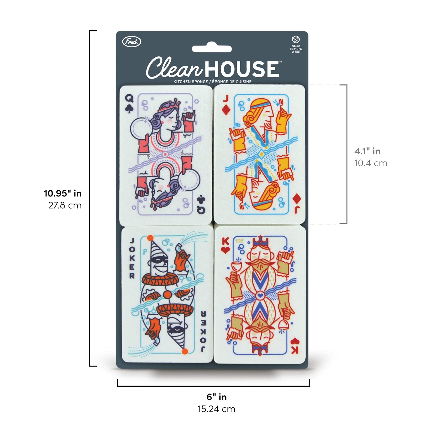 Genuine Fred, Clean House, Kitchen Sponges, Set of 4, Assorted, (5286465)