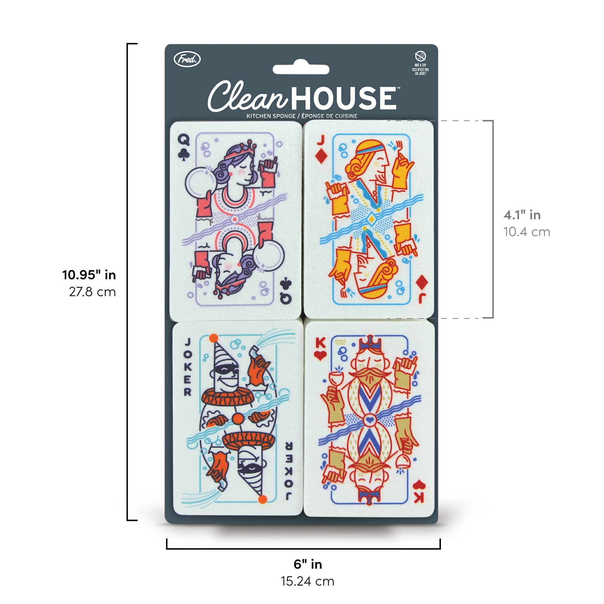 Genuine Fred, Clean House, Kitchen Sponges, Set of 4, Assorted, (5286465)