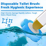 Disposable Toilet Brush with 48 Cleaner Refills, Toilet Brush Disposable with Wall Mounted Holder and Extended Handle for Showers and Bathroom