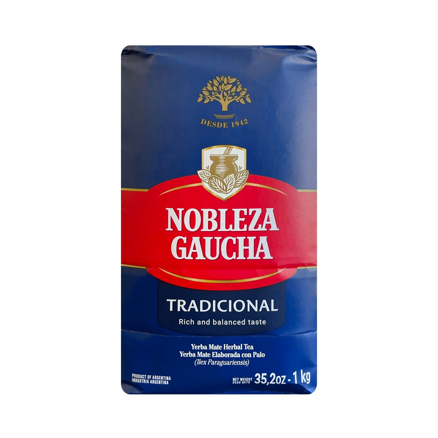 Nobleza Gaucha Yerba Mate Herbal Tea with Sterm | Traditional Argentina Brew USA-Specific Packaging 2.2 lbs - 3 Packs