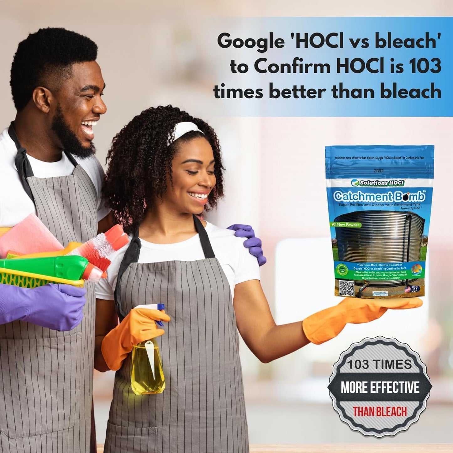 Solutions HOCL Power Clean with HOCL - Catchment Tank Cleaner Crystals Bomb Underground Water Tank Cleaning - Super Cleans your Catchment - treats