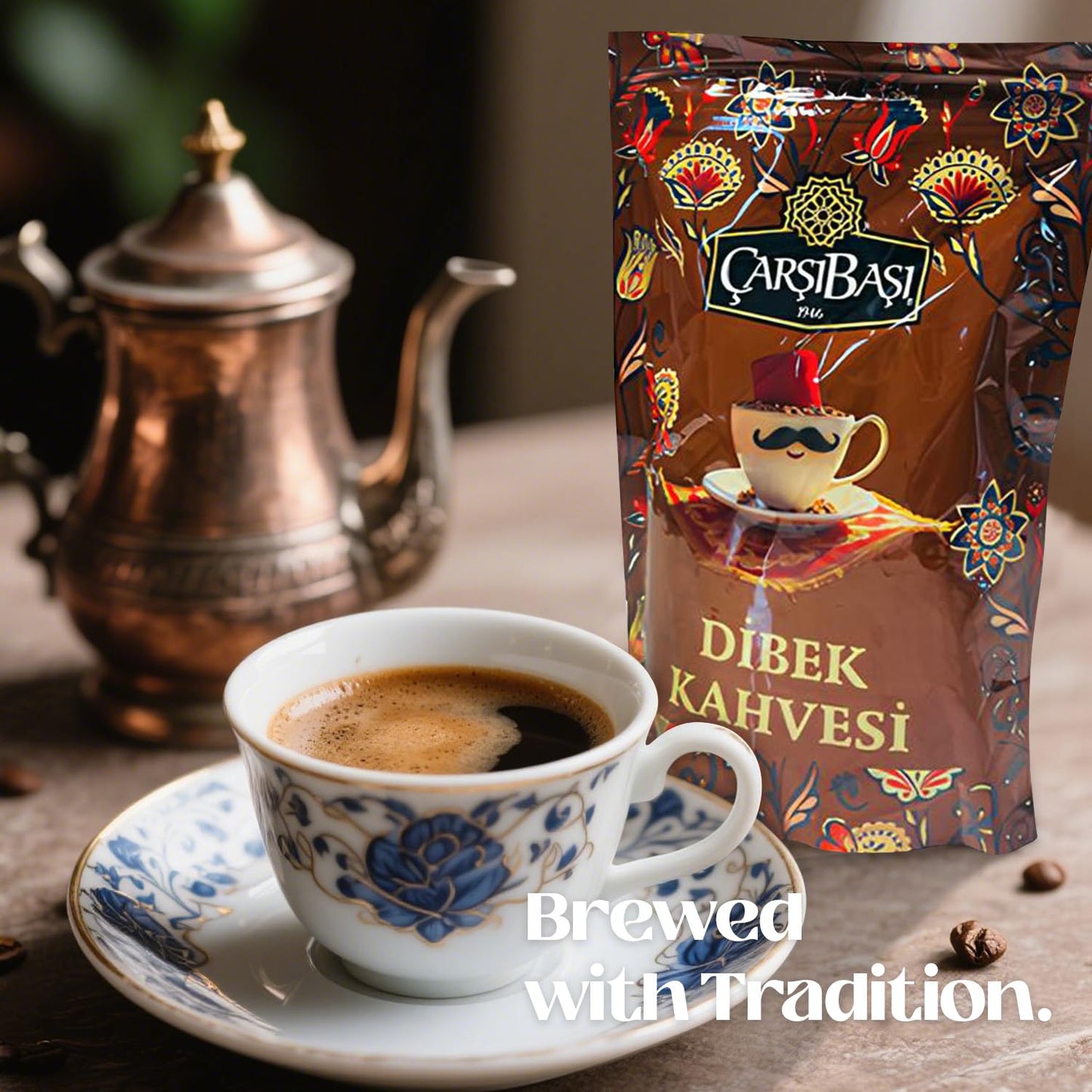 Çar??ba?? Dibek Coffee (Dibek Kahvesi) - Traditional Turkish Ground Coffee Blend - Unique Aroma & Rich Taste - Since 1946 - 200g (7.05 oz)