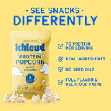 Khloud Protein Popcorn - White Cheddar - 7g Protein Snacks for Adults & Kids - Flavored Popcorn Made with Real Ingredients & Milk Protein Isolate