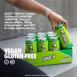 GHOST Energy Drink - 12-Pack, Warheads Sour Green Apple, 16oz - Energy & Focus & No Artificial Colors - 200mg of Natural Caffeine, L-Carnitine