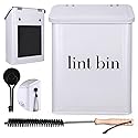 The Moda Collection Magnetic Laundry Lint Bin for Dryer | Wall-Mounted Small Trash Can for Laundry Room | Includes Magnetic Hook & Lint Brush |