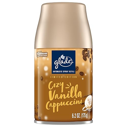 Glade Automatic Spray Refill, Air Freshener for Home and Bathroom, Cozy Vanilla Cappuccino, 6.2 Oz