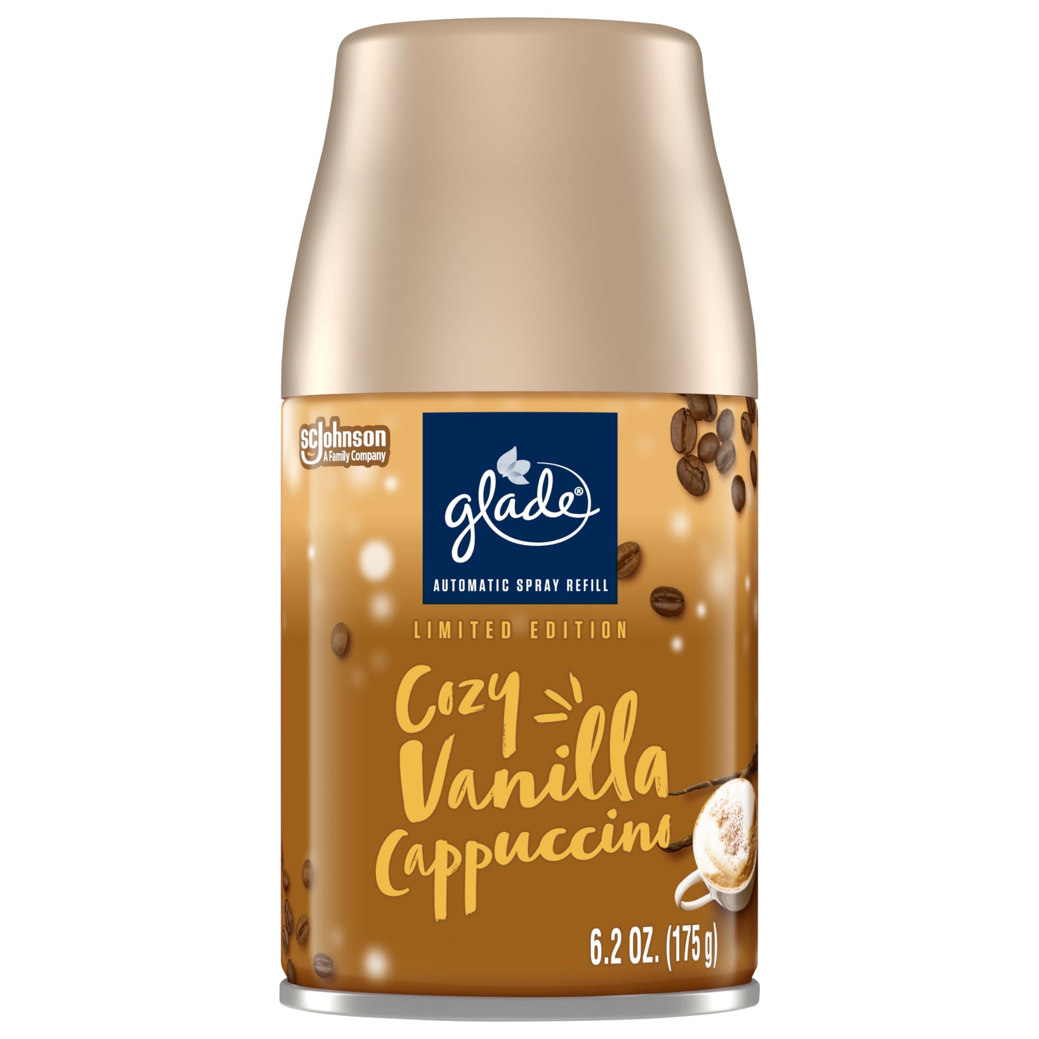 Glade Automatic Spray Refill, Air Freshener for Home and Bathroom, Cozy Vanilla Cappuccino, 6.2 Oz
