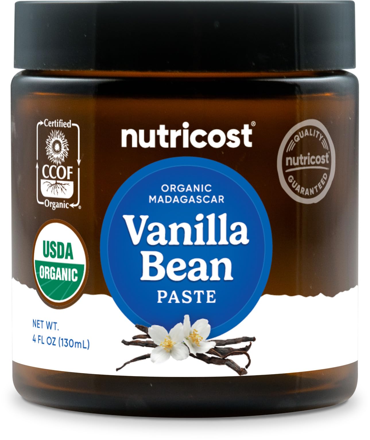 Nutricost Organic Madagascar Vanilla Bean Paste (4 oz) - Vanilla Bean Paste for Baking and Cooking, USDA and CCOF Organic, GMO-Free, Gluten-Free