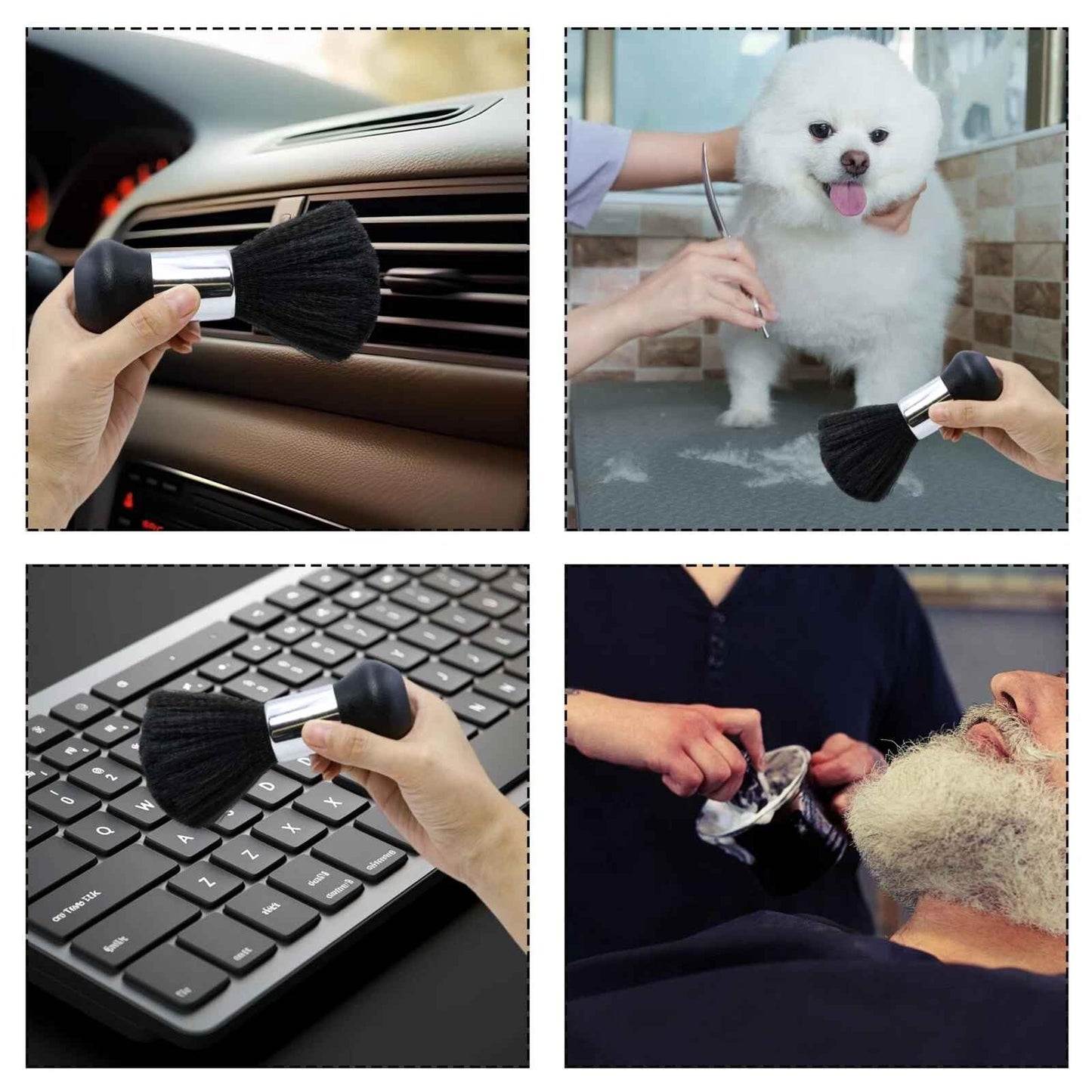 3pcs Black Neck Duster Soft Barber Brush Professional Barber Cleaner Hairbrush Barber Accessories for Salon Home Use
