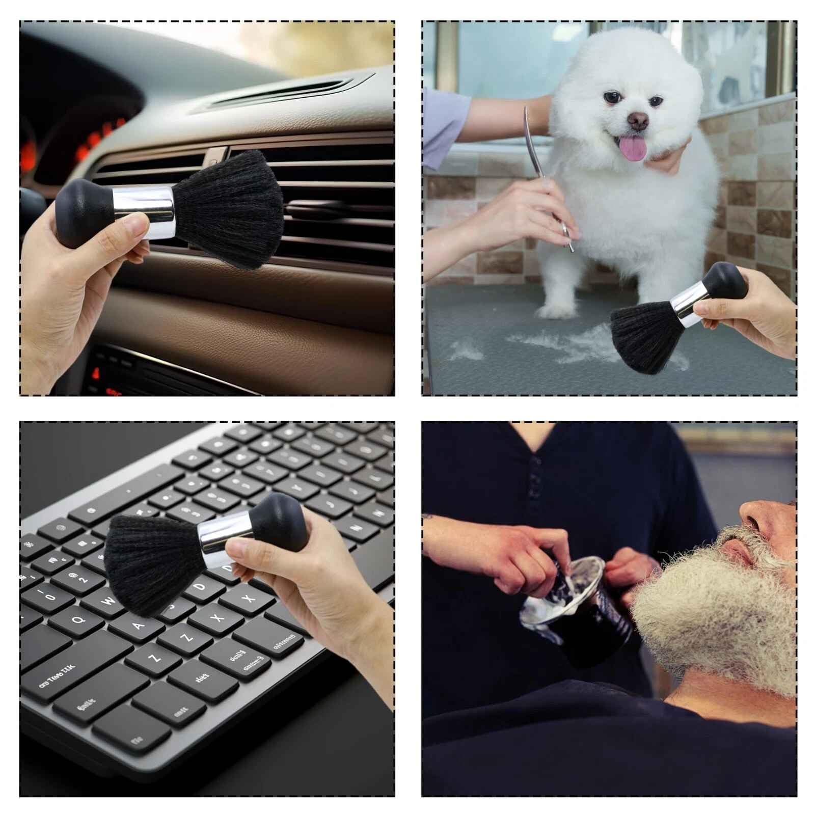 3pcs Black Neck Duster Soft Barber Brush Professional Barber Cleaner Hairbrush Barber Accessories for Salon Home Use