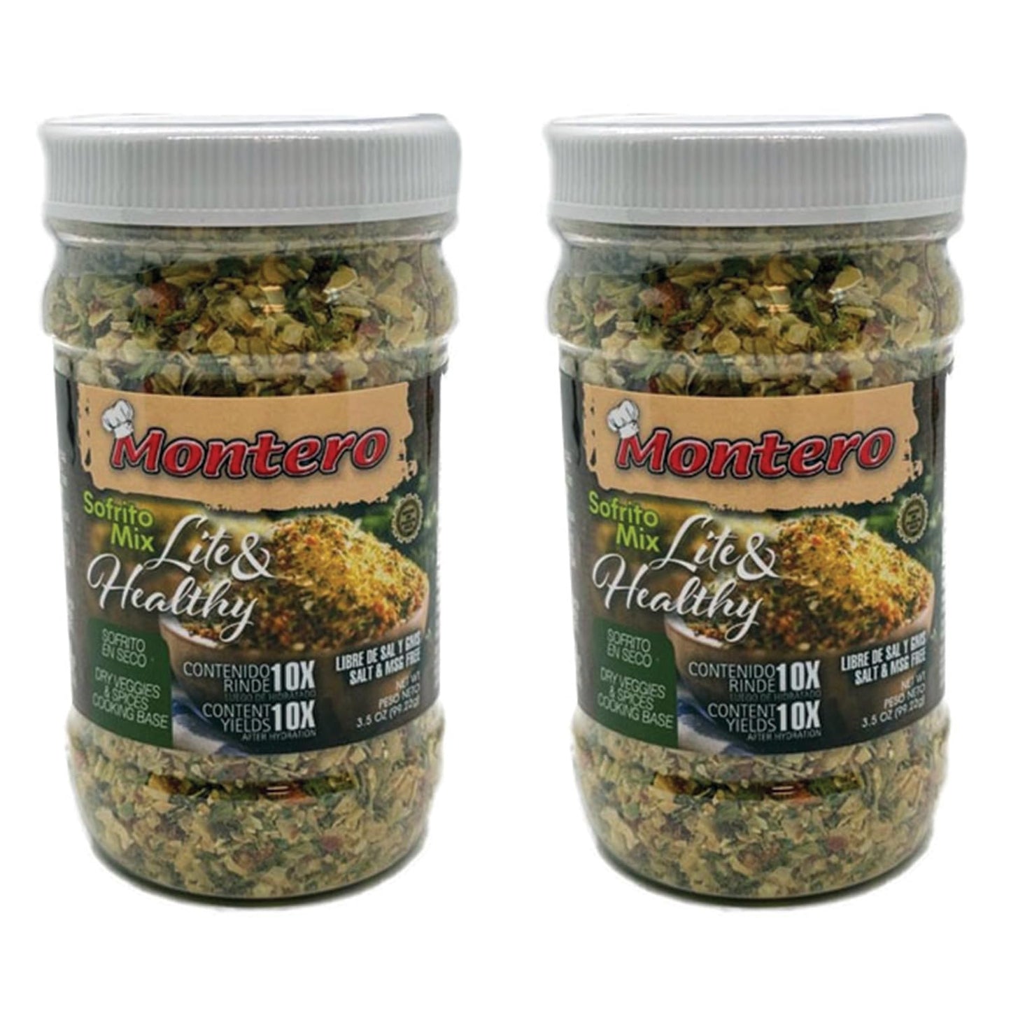 Montero Sofrito Mix 3.5oz (2 Pack) - Dry Veggies & Spices Cooking Base - Salt & MSG Free - Natural Ingredients - Lite & Healthy