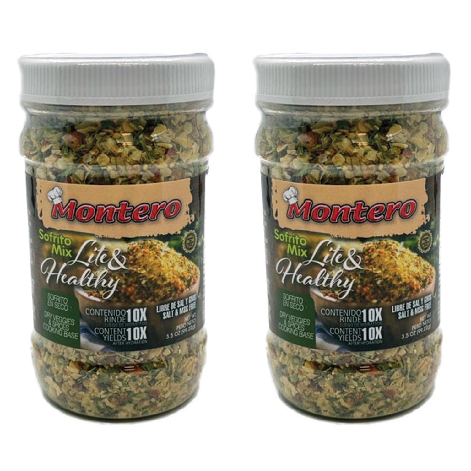 Montero Sofrito Mix 3.5oz (2 Pack) - Dry Veggies & Spices Cooking Base - Salt & MSG Free - Natural Ingredients - Lite & Healthy