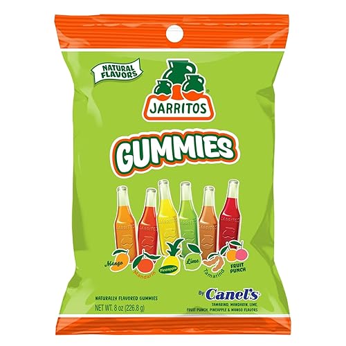Jarritos Gummies Candy - Single 8oz Bag of Sweet Mexican Gummy Candies with Mixed Natural Flavors - 6 Fruity Flavors - Sweet & Chewy Vegan Gummy Snack