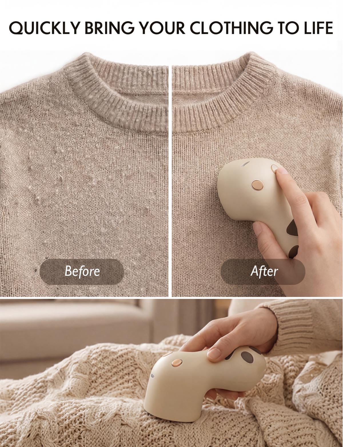 Cute Cat Paw Fabric Shaver, 3-Speed Lint Remover for Clothes, Sweaters, Couches, 2 Extra Blades for Effective Fuzz and Bobble Remove Pilling on All