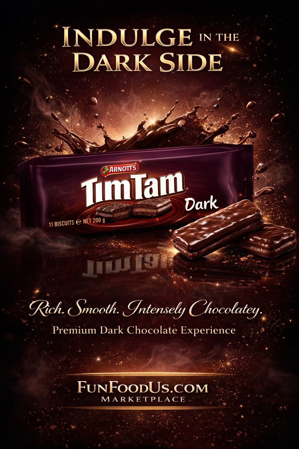 Tim Tam Dark Chocolate Biscuits - 4-Pack (200g) Made in Australia - Rich Dark Chocolate Coating - Classic Australian Treats
