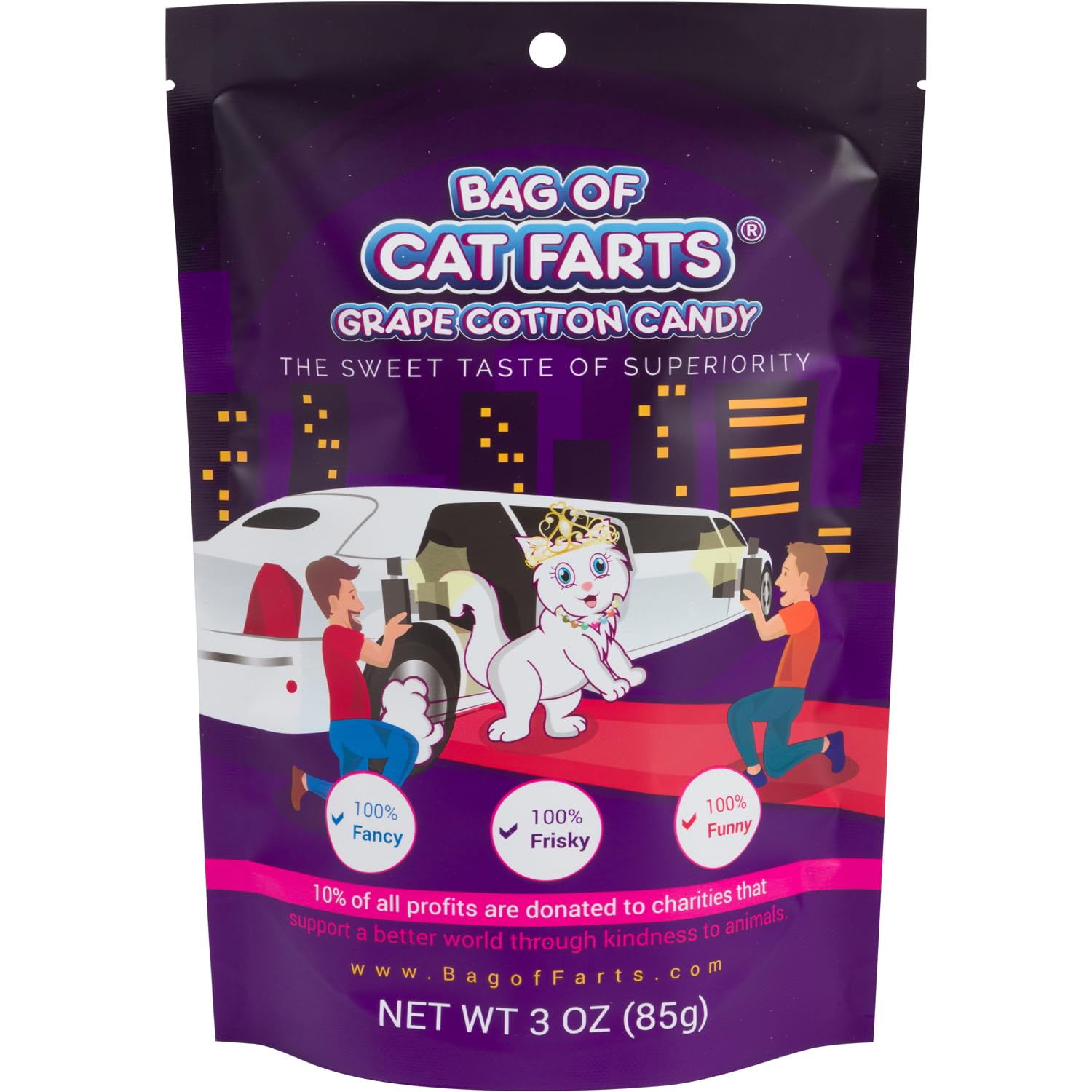 Bag of Cat Farts Grape Cotton Candy, 1 pack / 3 ounces