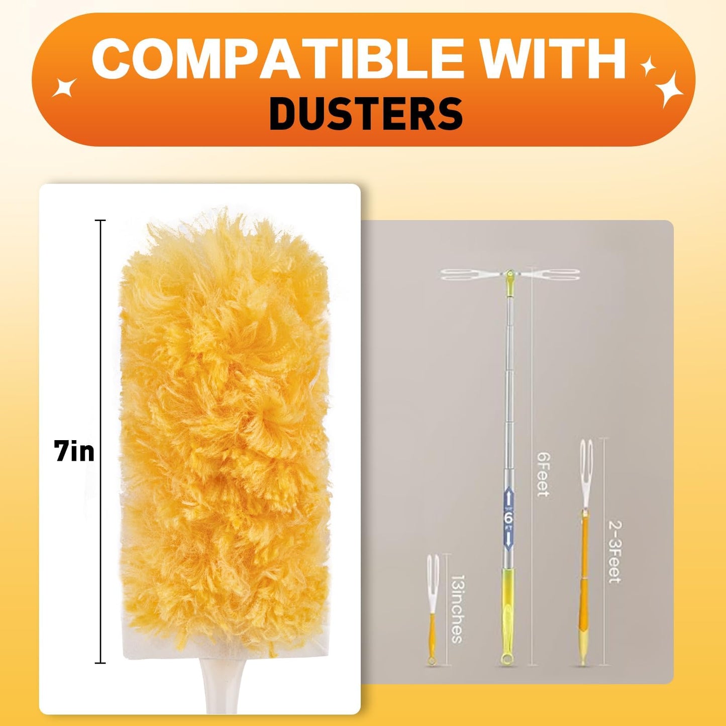 40-Pack Duster Refills Compatible for Swiffer Duster Refills, 360° Disposable Heavy Duster Dry Cleaning Cloth with 1 Short Handle, Multi-Surface