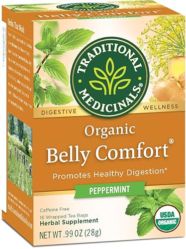 Traditional Medicinals Organic Belly Comfort Peppermint Digestive Tea, 16 Tea Bags (Pack of 1)